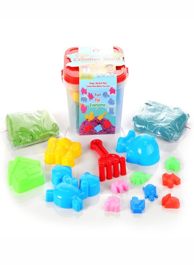 Chanak 1kg Creative Sand Box for Kids, Sand Kit with 5 Large Moulds & 8 Small Moulds, Non-Toxic and Stain Free, Indoor and Outdoor Kid Activity, Suitable for Kids Above 3 Years, (1KG), Multicolor - Image 1